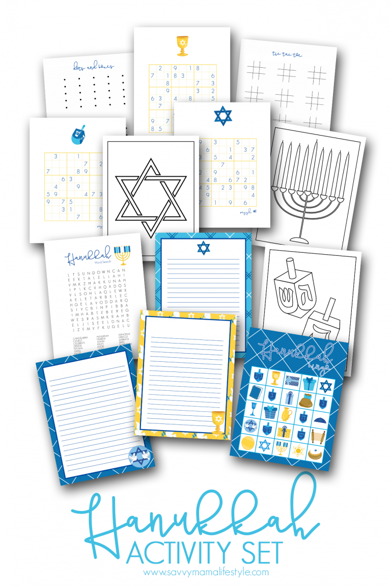 Printable Hanukkah Coloring Pages &amp; Bingo Game Cards