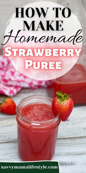 The easiest way to make a homemade strawberry puree from fresh (or frozen) strawberries! Use it for cocktails or any summer drink. #StrawberryPuree #StrawberryRecipe #Cocktail #RedCocktail #PinkCocktail #DrinkRecipe