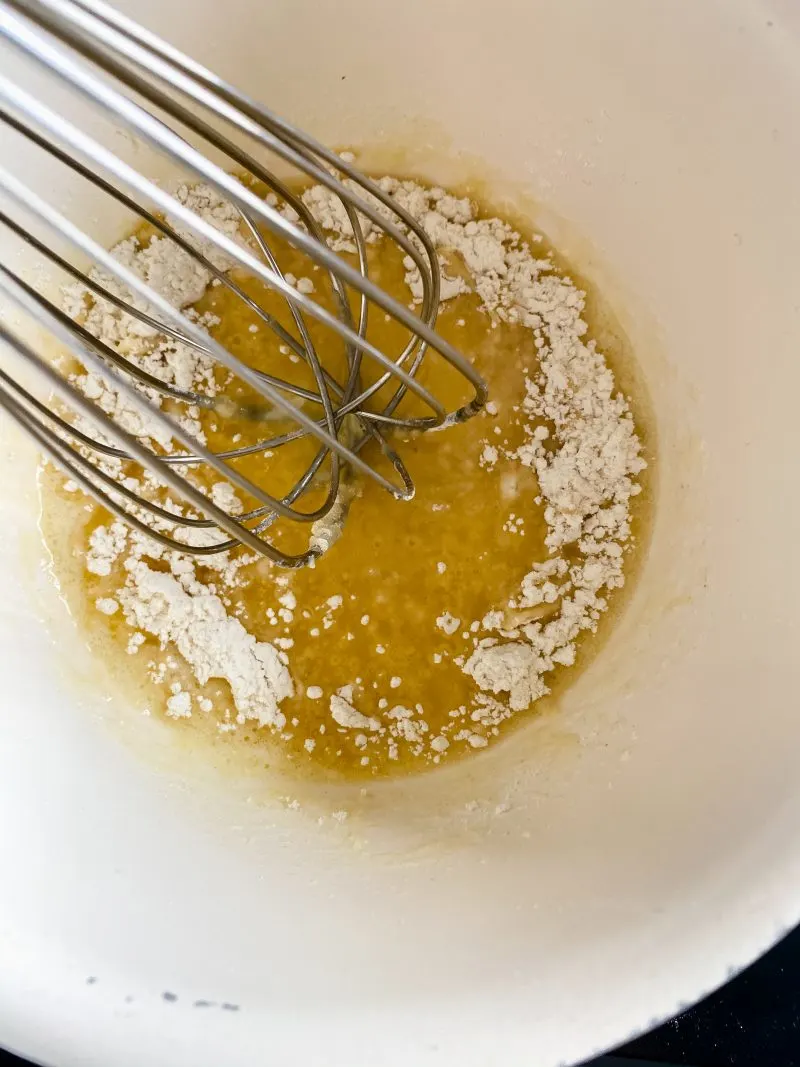 Adding to melted butter