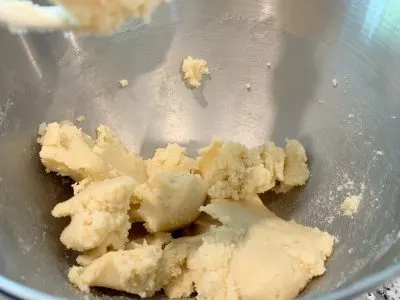 Creaming butter and sugars together in mixer