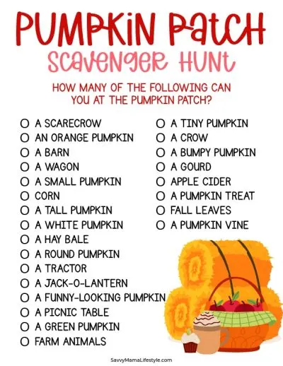 Pumpkin Patch Scavenger Hunt
