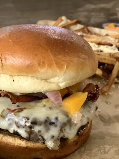 Eat A Peach Burger at Ocmulgee Brew Pub in Macon, Georgia.