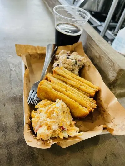 Pimento Cheese and Chicken Salad Snack at Ocmulgee Brew Pub in Macon.