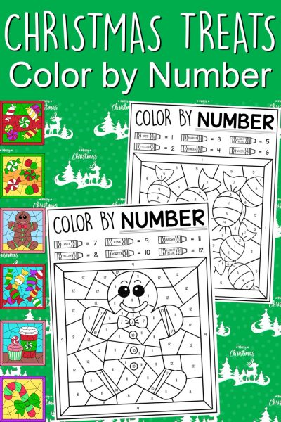 Print these FREE Christmas Color by Number Coloring Pages for kids. 
