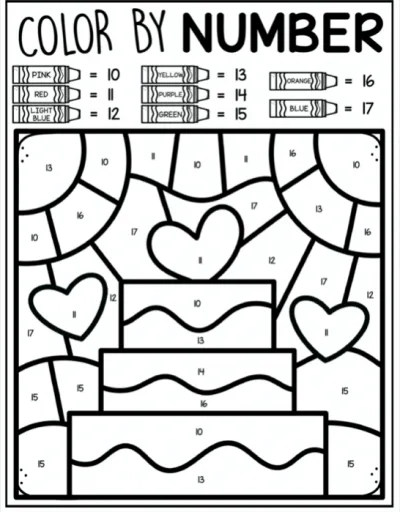 Free Valentine's Day Color by Number Coloring Pages