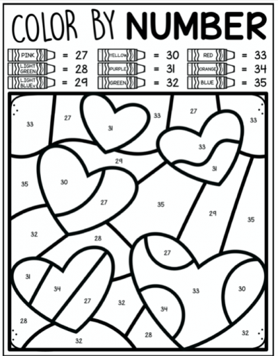Free Valentine's Day Color by Number Coloring Pages
