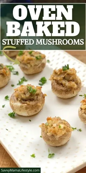 These oven-baked stuffed mushrooms are an elegant appetizer and the stuffing is made from the mushroom stems - so there's no waste. They're mushrooms stuffed mushrooms!