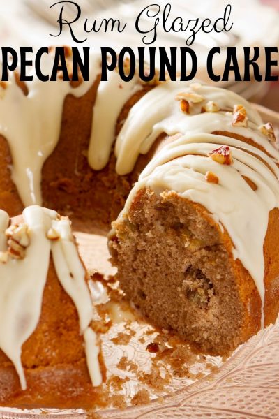 With pecans baked into the batter, this Rum Glazed Pecan Pound Cake is a delicious holiday dessert. Make the glaze as thick or translucent as you want.