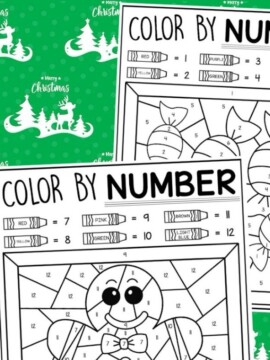 Free printable Christmas color by number pages for kids