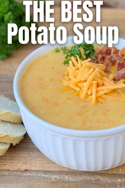 Full of flavor and crumbled bacon pieces, this is Potato Soup is thick and creamy - the perfect winter dinner. 