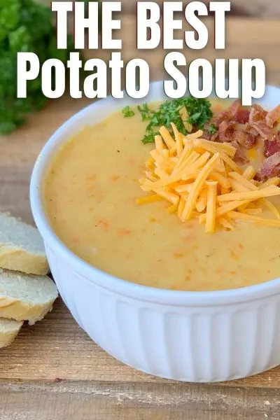 Full of flavor and crumbled bacon pieces, this is Potato Soup is thick and creamy - the perfect winter dinner. 