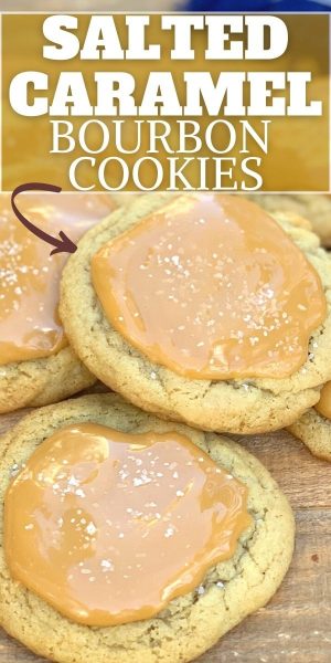 Salted Caramel Bourbon Cookies: A buttery cookie with bourbon baked into it that's topped with caramel and finished with a sprinkle of salt. 
