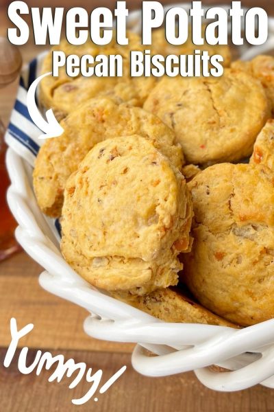Made with chopped pecans baked into the dough, this Sweet Potato Biscuit recipe is a huge hit.