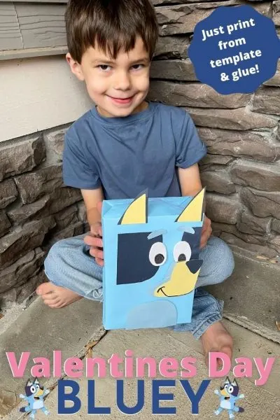 How to make a Disney Junior Bluey Valentines Box for classroom Valentines Day! #Bluey #ValentinesBoxTutorial