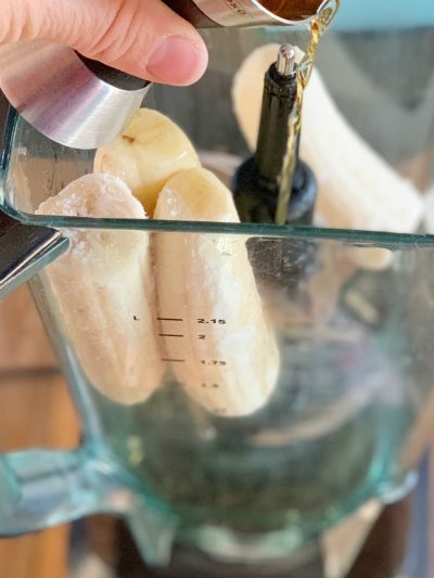 Adding dark rum to frozen banana cocktail recipe