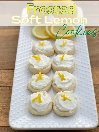 Soft and buttery, these Frosted Lemon Cookies melt in your mouth. They're topped with a lemon buttercream frosting.