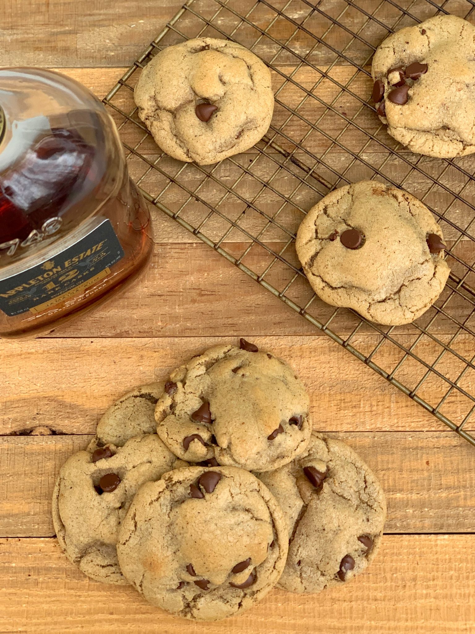 Chewy Spiced Rum Chocolate Chip Cookies