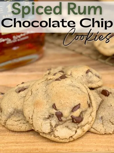 Full of spiced rum flavor and a touch of sweet, these Spiced Rum Chocolate Chip Cookies are the perfect drop cookie when you get a craving.