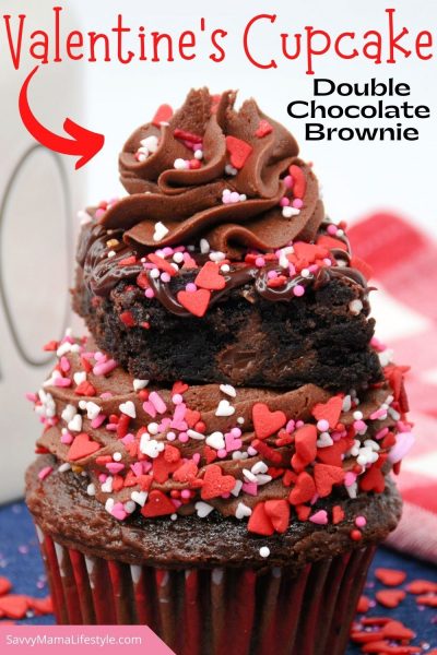 These Double Chocolate Brownie Valentines Day Cupcakes are the perfect sweet touch for the special someone in your life!
