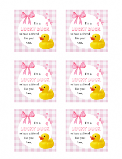 Printable Rubber Duck Valentine Cards
