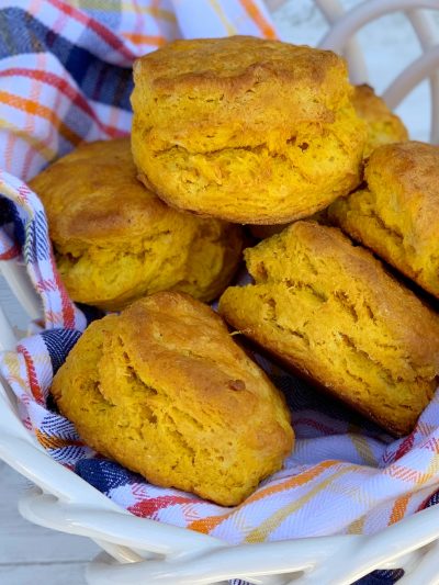 Baked Pumpkin Biscuits in a bread bowl