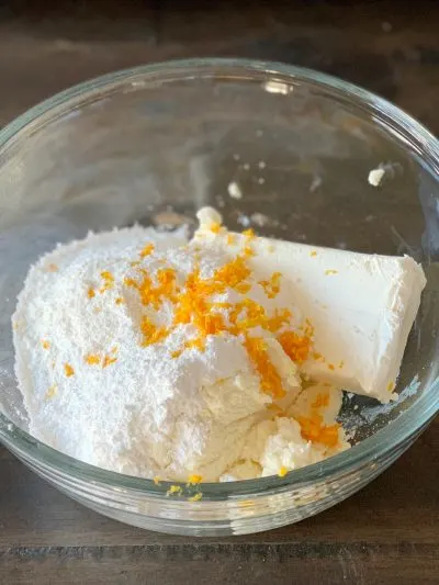 Cannoli Dip Ingredients in glass bowl Cannoli Dip Ingredients in glass bowl