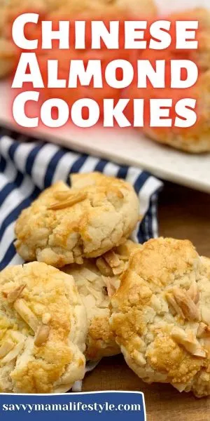 How to make classic Chinese Almond Cookies, which have a shortbread texture, flavored with almond extract and doted with blanched almonds on top.