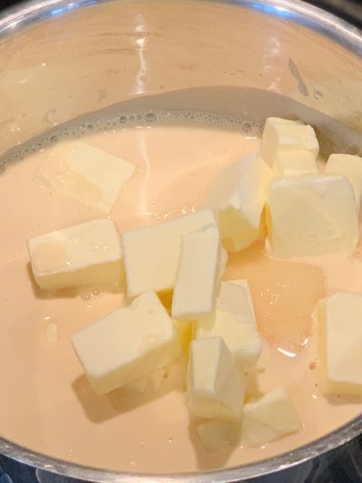 Sugar, Butter and evaporated milk Sugar, Butter and evaporated milk