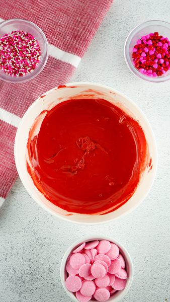Melting Red Candy Melts in Microwave