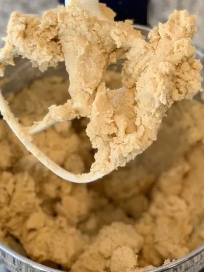 Cookie batter in stand mixer