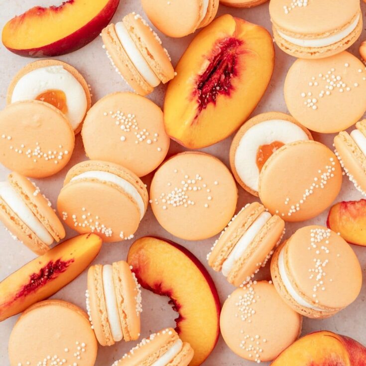 Image for Peach Macarons with Fresh Peaches and Cream Recipe