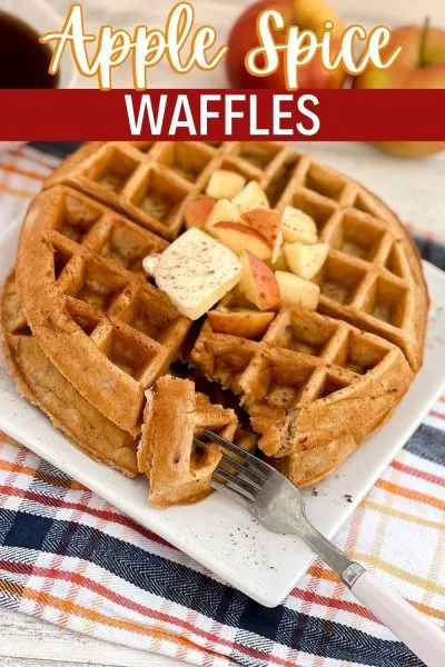 Homemade Apple Spice Waffle recipe with fresh apples in the batter!