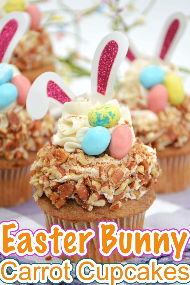 Easy to decorate, these Easter Bunny Carrot Cupcakes are the perfect spring dessert!