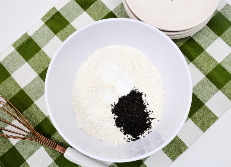 Dry ingredients in medium mixing bowl