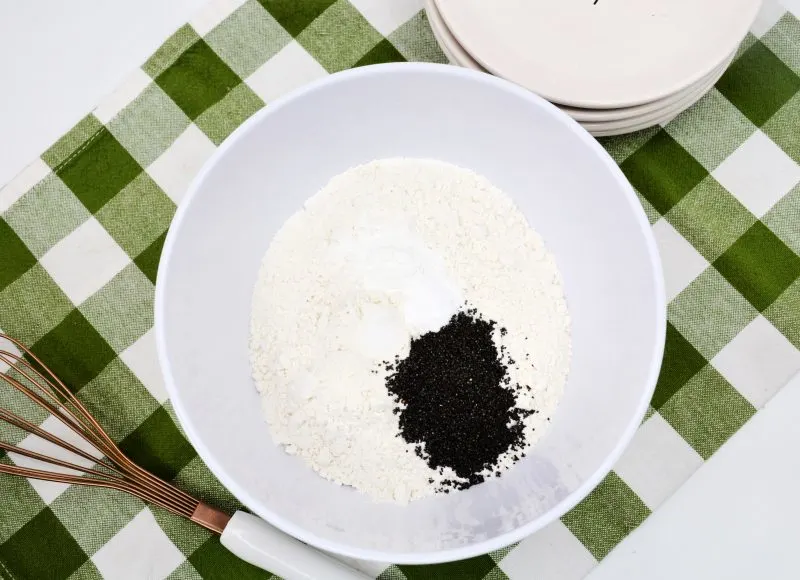 Dry ingredients in medium mixing bowl