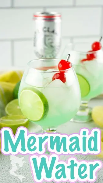 The famous Mermaid Water Cocktail: Rum, White Claw, Pineapple Juice, Blue Curacao & Lime Juice. 