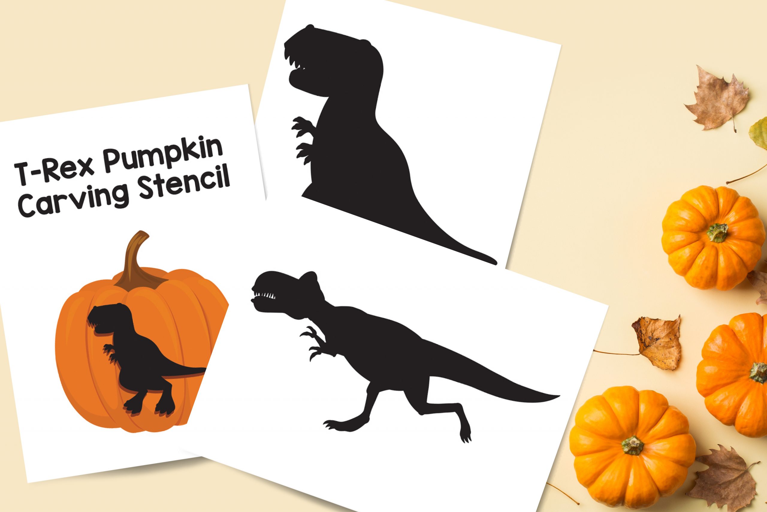 Free printable dinosaur pumpkin carving stencil