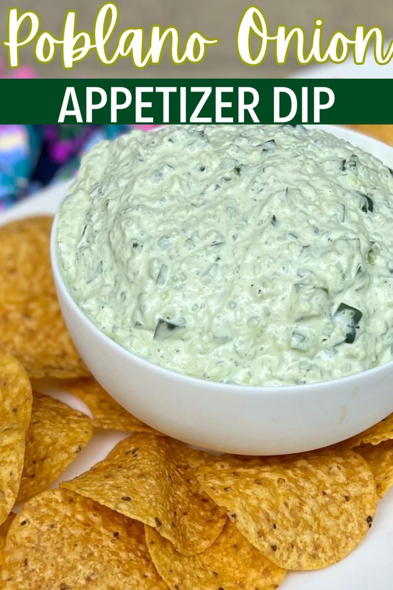 This cool and creamy Poblano Onion Dip is an easy appetizer and perfect for a party!