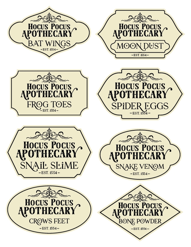 Apothecary Halloween Labels for a party