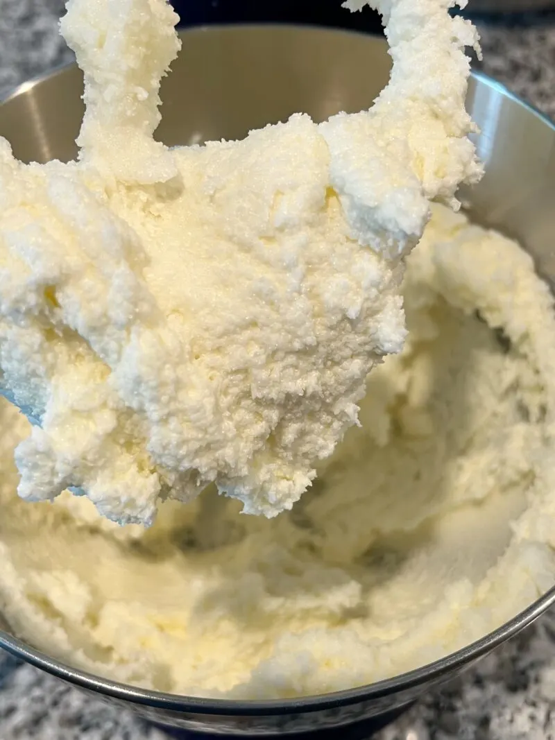 beating together sugar and butter