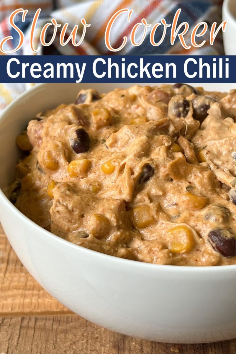 The easiest family meal, this Slow Cooker Creamy Chicken Chili is always a hit!