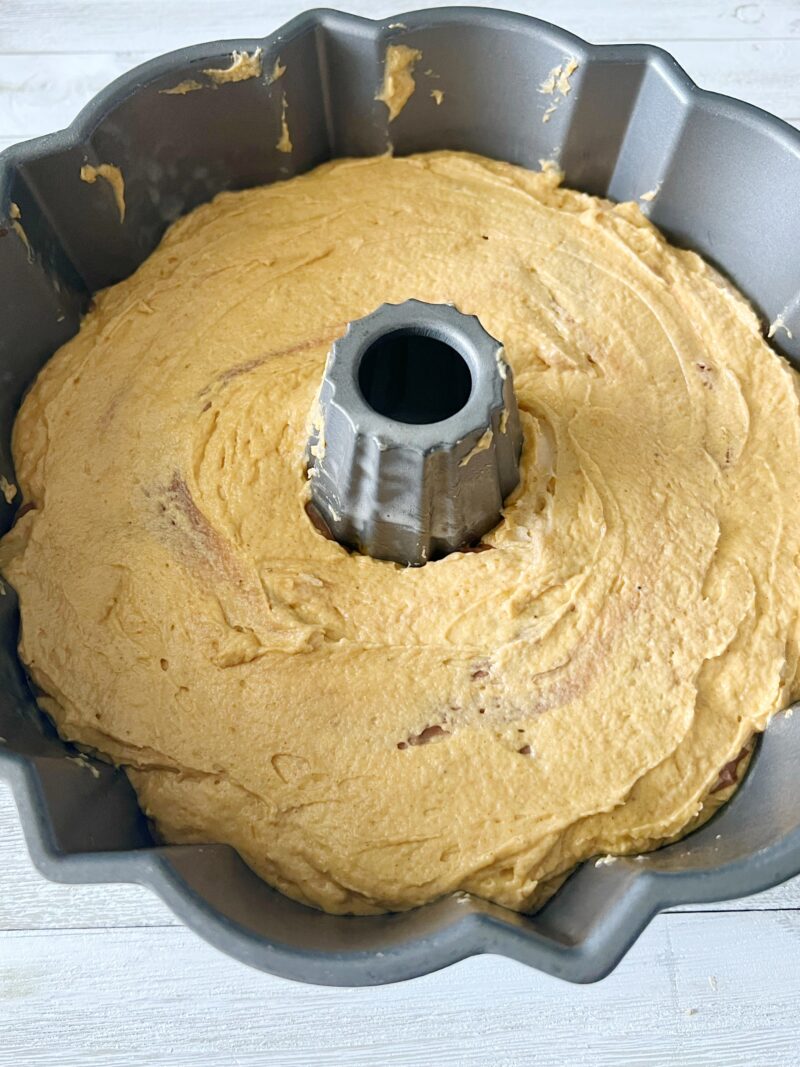 Chocolate Pumpkin Bundt Cake Before Baking