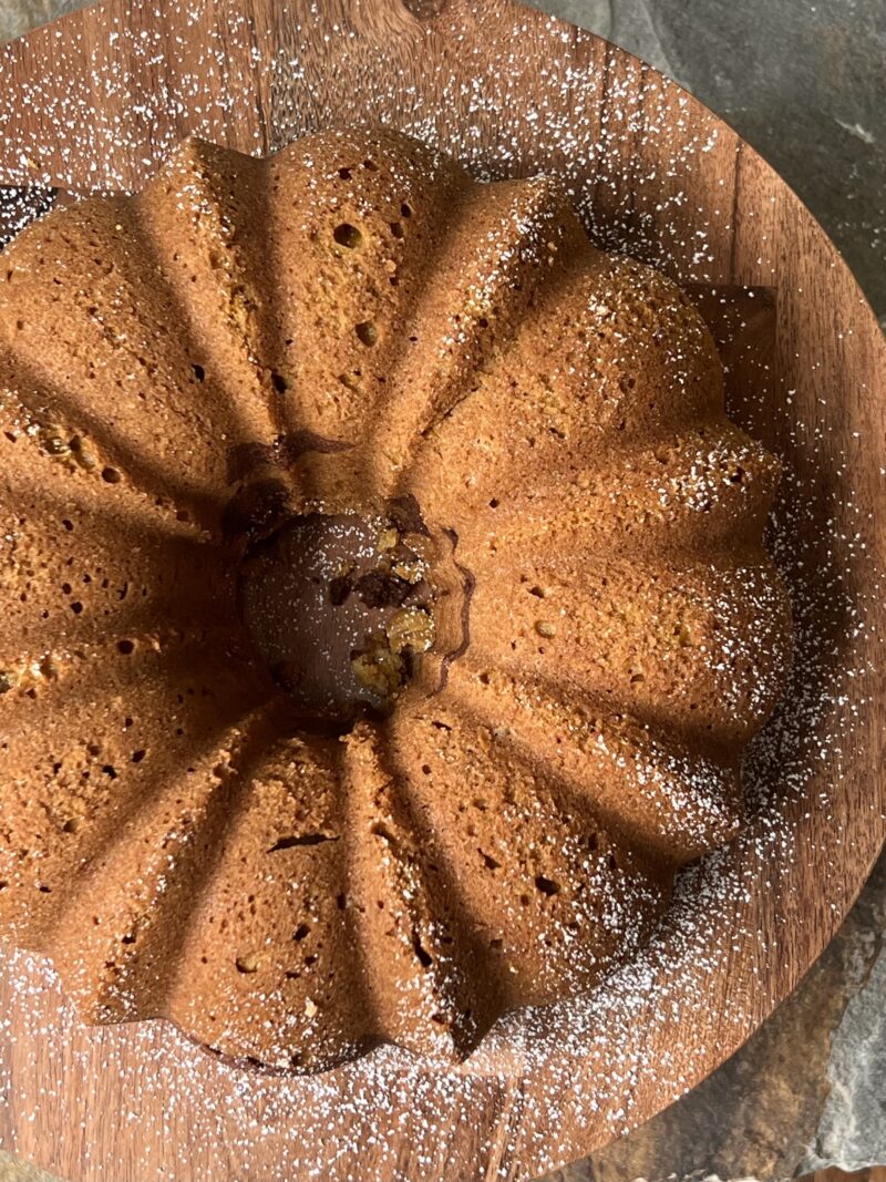 Top view of Pumpkin Chocolate Bundt Cake