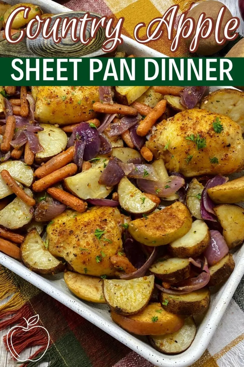 Made with fresh apple and sliced potatoes, this Country Apple Sheet Pan Dinner is perfect for fall!