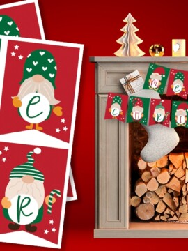Free Printable Gnome Mantle Banner