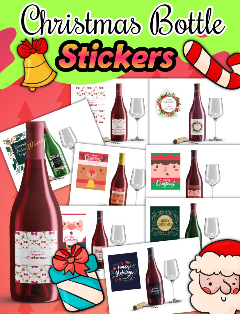 FREE Printable Christmas Wine Labels PDF