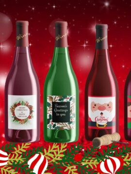 Free printable Christmas wine bottle labels