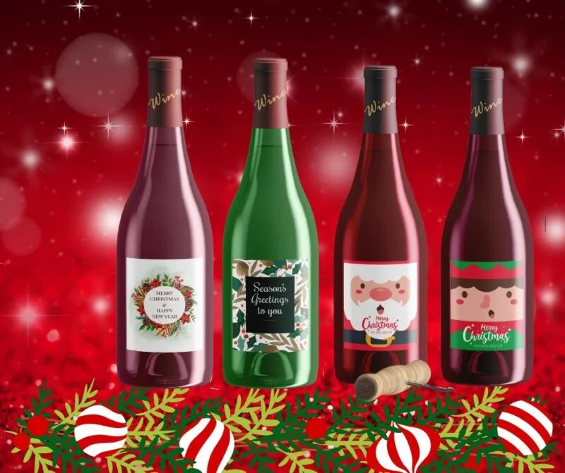 Free printable Christmas wine bottle labels