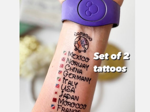 Image for Drinking Around the World Temporary Tattoo (Etsy)