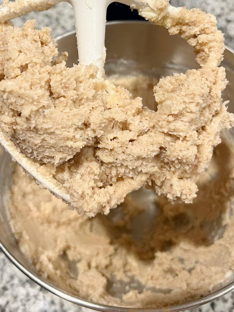 Cookie Dough batter on paddle